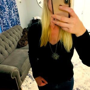 Express black ribbed V neck sweater size M